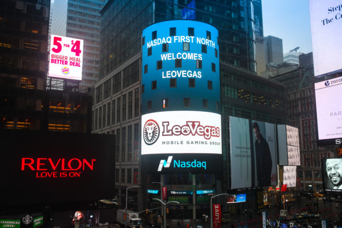 LeoVegas IPO Times Square