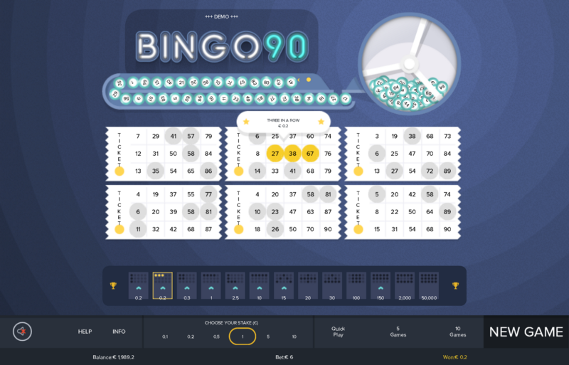 Bingo 90 game popular in the UK with online gambling firms including Mr Green and Hattrick