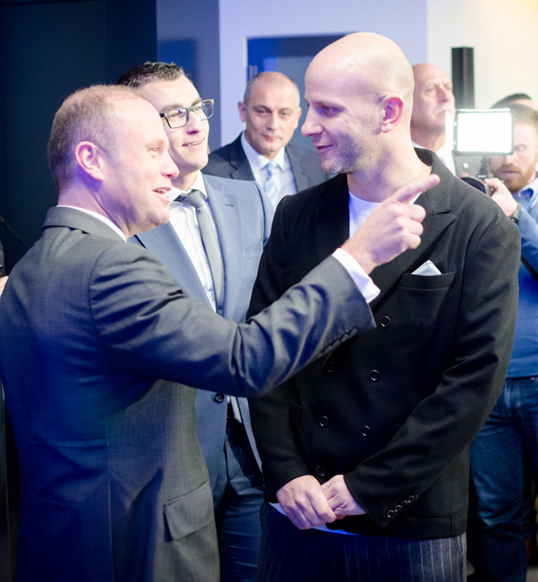 GIG CEO Robin Reed with Malta's Prime Minister Dr Joseph Muscat at the grand unveiling