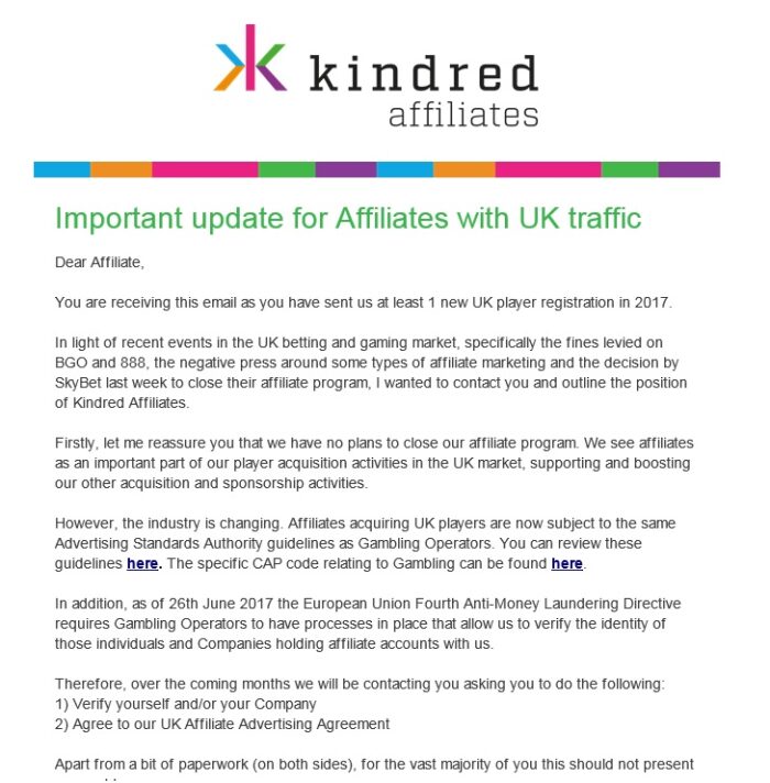 Kindred Group affiliates