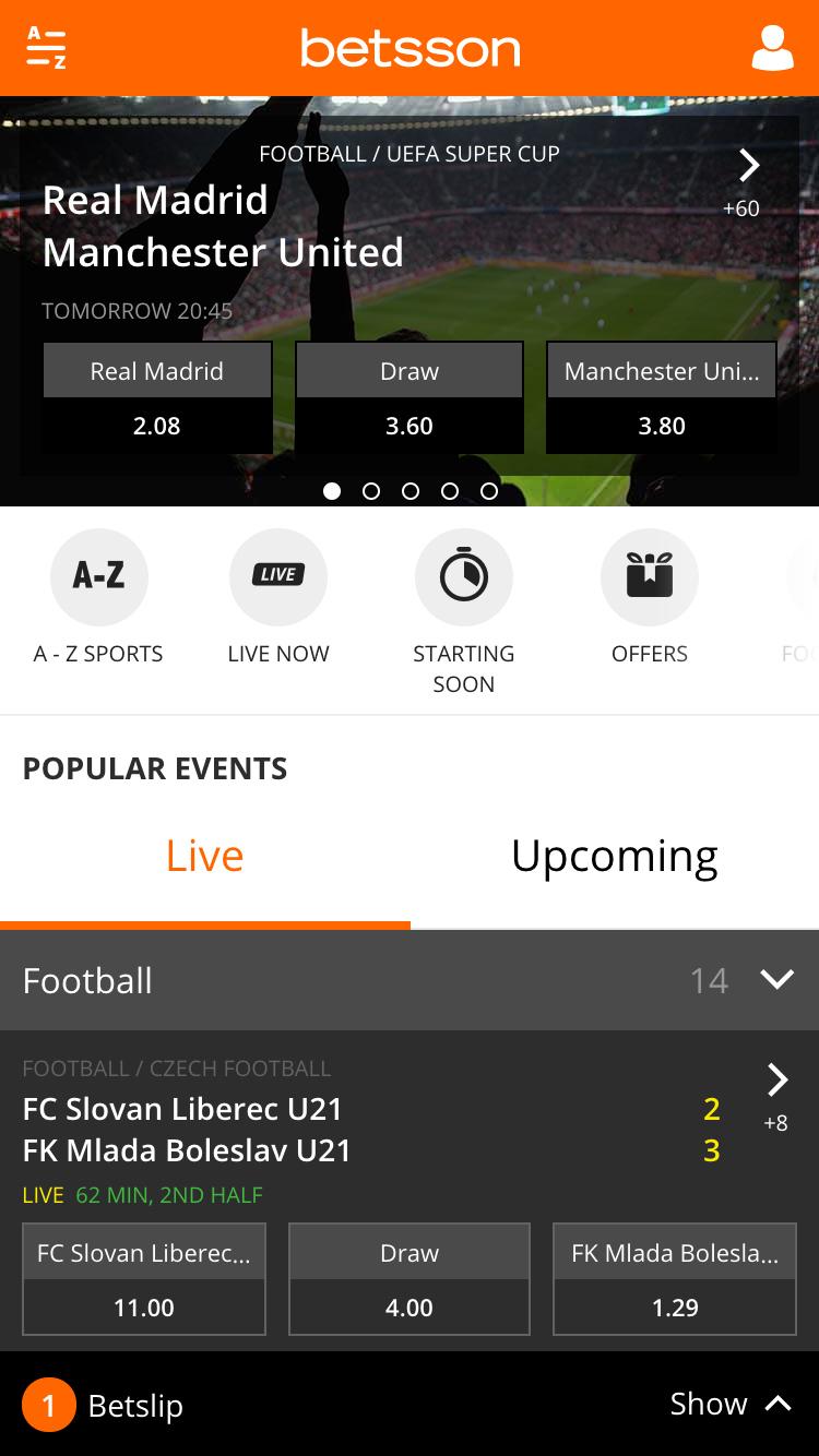 Betsson's updated mobile sportsbook 