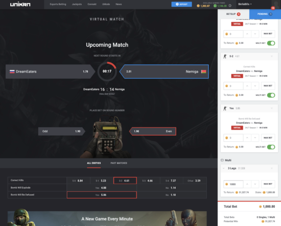 Unikrn Virtual Betting