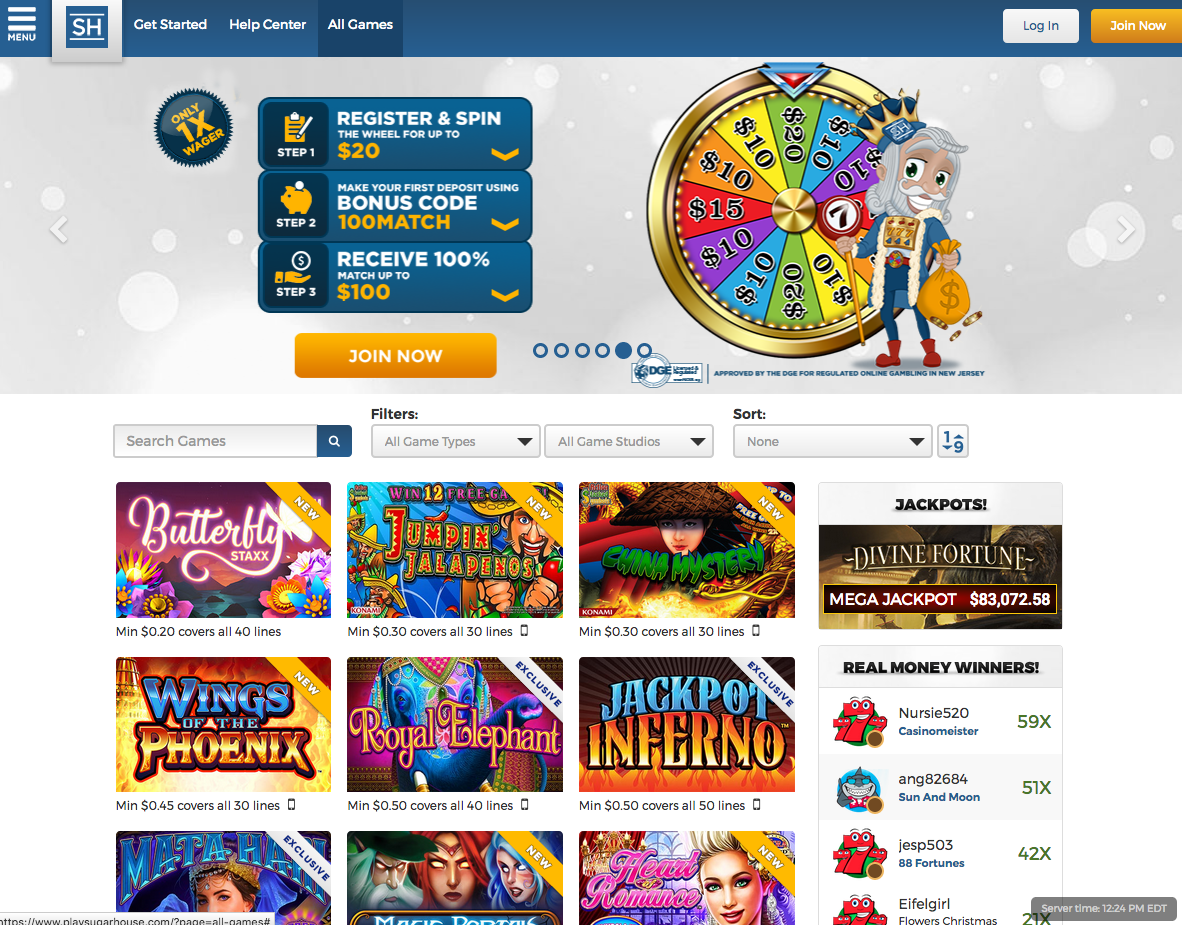 A screenshot of the SugarHouse site